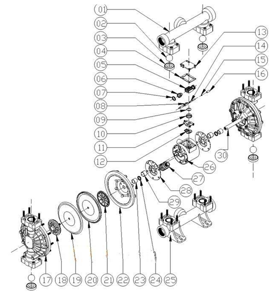 大東海泵業(yè)氣動隔膜泵解剖圖
