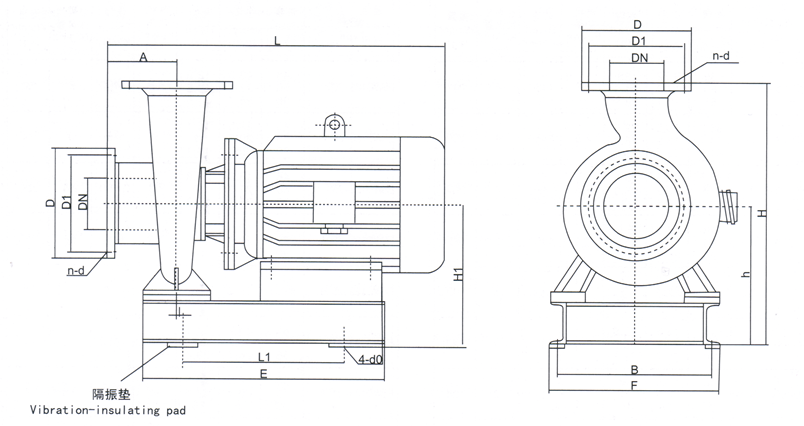 臥式管道離心泵尺寸圖